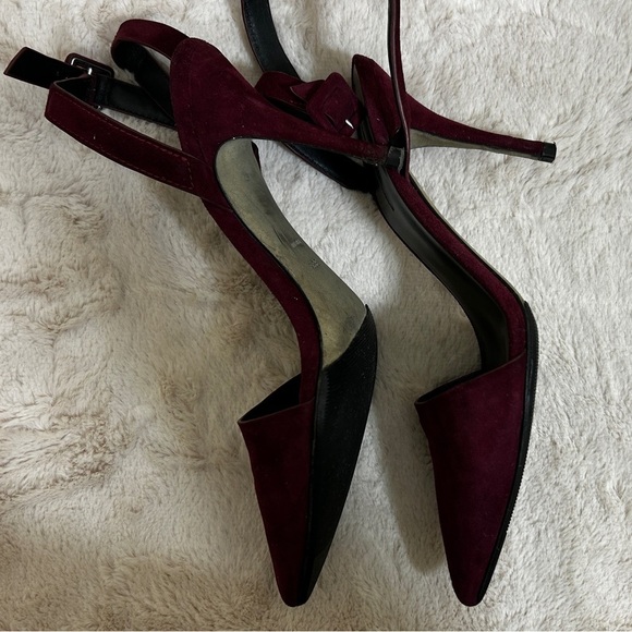🌟 Alexander Wang Lovisa Suede D’Orsay Pumps Heels In Deep Red/Burg Sz 38.5/ US 8 - Picture 10 of 11